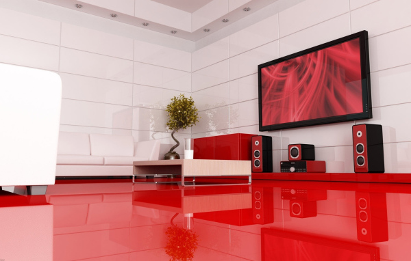 Комната в красно-белых тонах