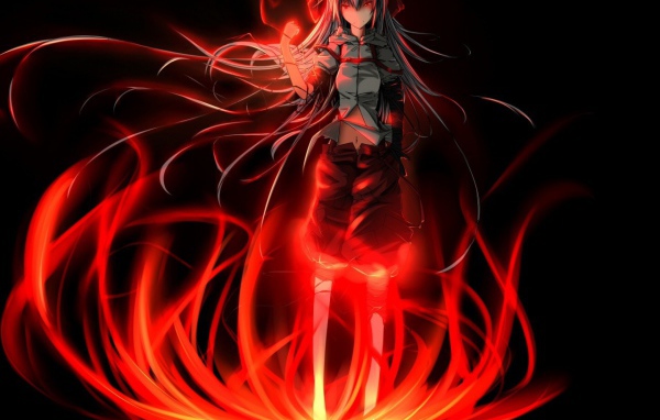 Аниме девочка в пламени