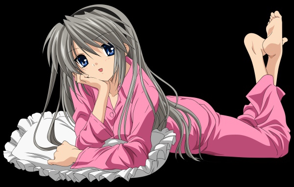 Аниме девочка на подушке