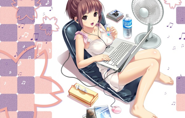 Аниме девочка с компьютером