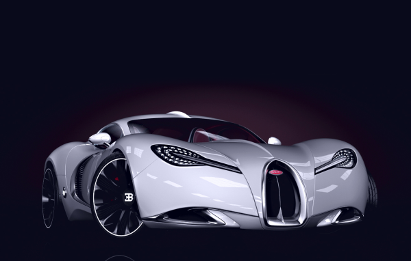 Бугатти на синем фоне