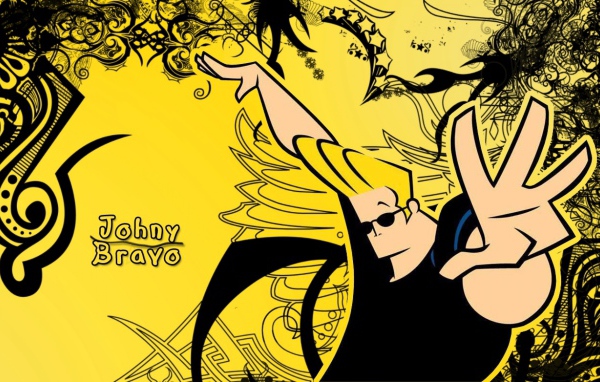Джонни Браво на желтом фоне