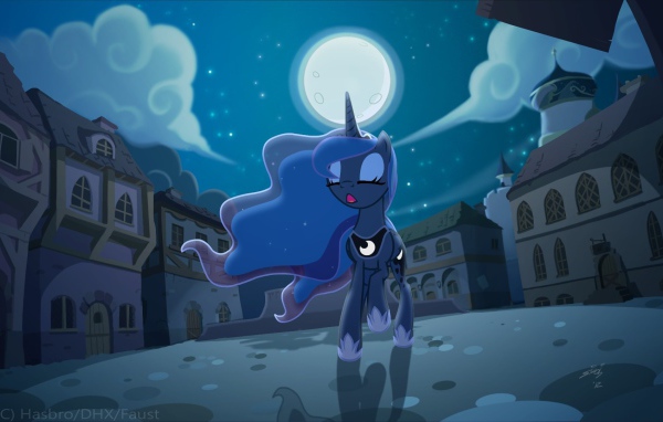 Маленькая пони в ночном городе