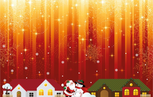 Дед Мороз и снеговик обнимаются на рождество