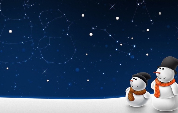 Снеговик и его сын на рождество