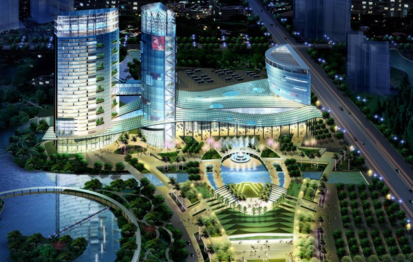 Архитектурный ансамбль с небоскребом