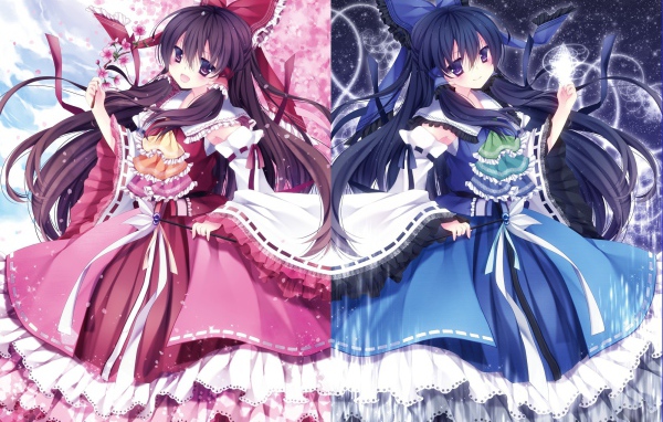 Девочки в розовом и синем платье