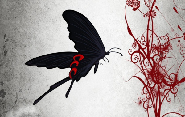 Абстракция с черной бабочкой