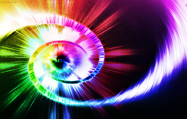 Спираль и разноцветные лучи