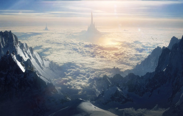 Фантастический пейзаж с облаками