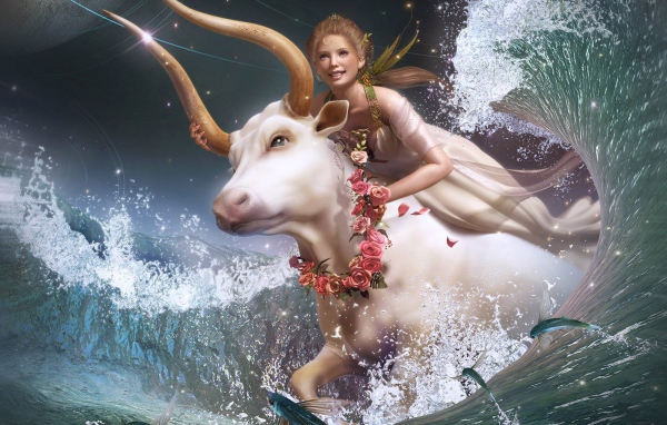 Девушка на белой корове