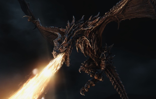 Дракон извергает огонь