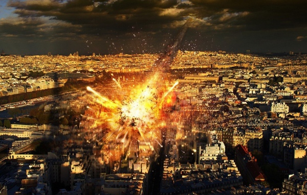 Падение метеорита на город