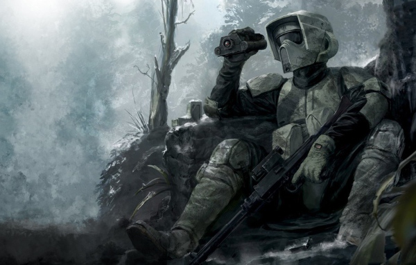 Воин из Star wars с оружием