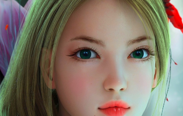 Блондинка с оранжевыми губами