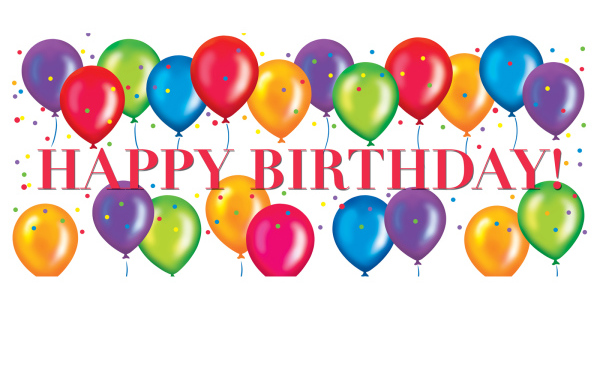 Красивые шары на белом фоне на день рождения