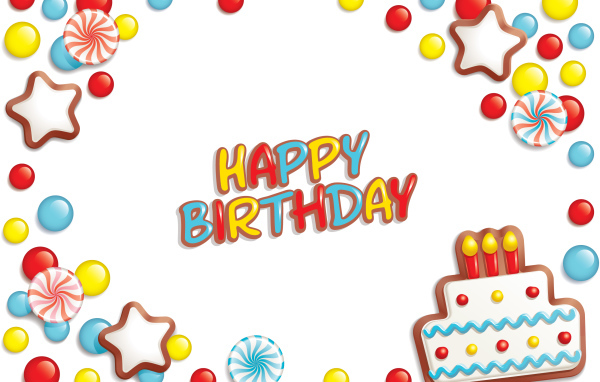 Весёлая картинка на день рождения, белый фон