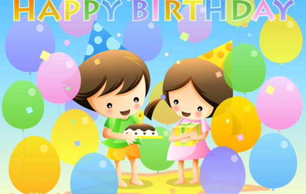 Счастливые дети на день рождения