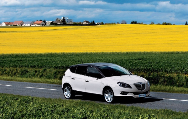 Автомобиль едет среди полей