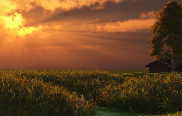 Солнечные лучи сквозь облака