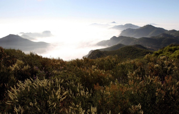 Горы в туманых облаках