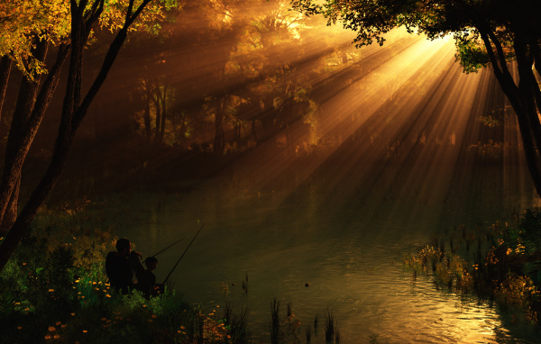 Рыбаки в солнечных лучах