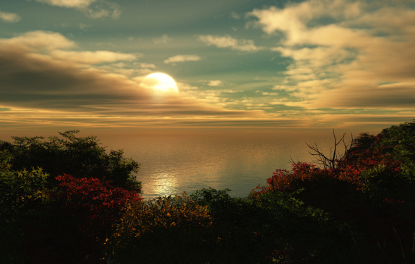 Солнце заходит за тучу