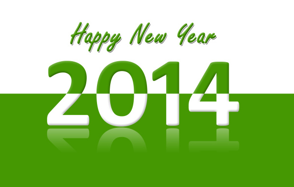 Счастливого Нового Года 2014, зелёный и белый цвет