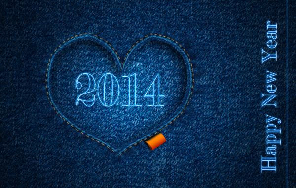 Счастливого Нового Года 2014, яркий синий фон