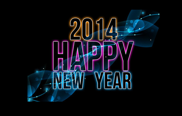 Счастливого Нового Года 2014, чёрный красивый фон