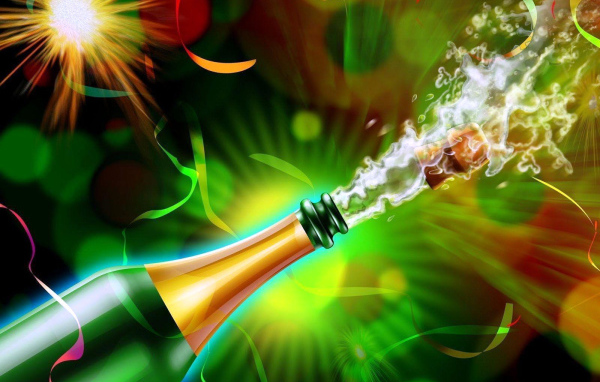 Счастливого Нового Года, открытие шампанского