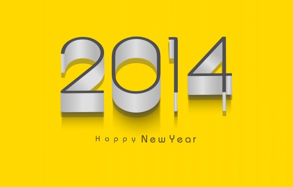 Счастливого нового 2014 года, жёлтый фон