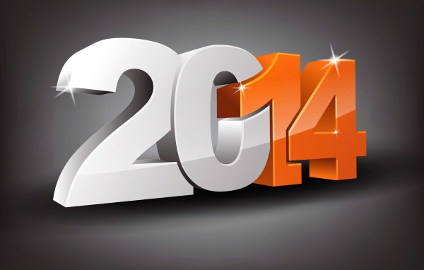 Новый год 2014 на сером фоне
