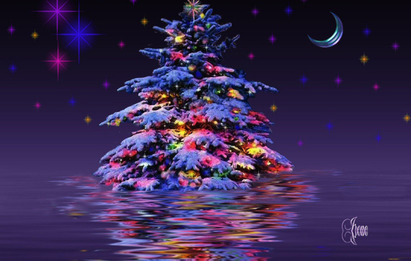 Новогодняя елка в воде