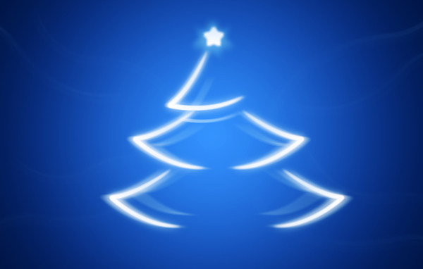 Новогодняя елка на синем фоне