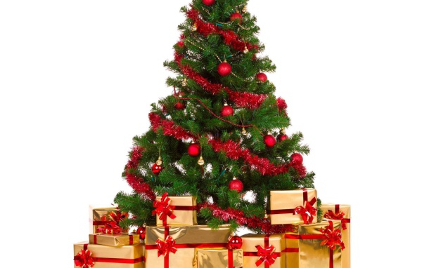 Новогодняя елка с желтыми подарки