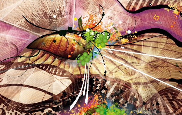 Абстрактное многоцветие с черными линиями