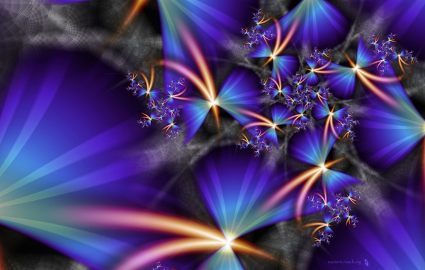 Синие лучи и цветы