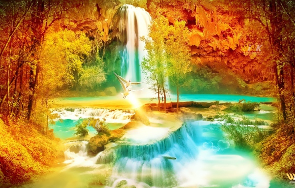 Экспозиция с водопадом