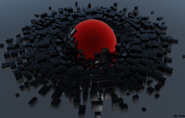 Красный шар и черные кубики