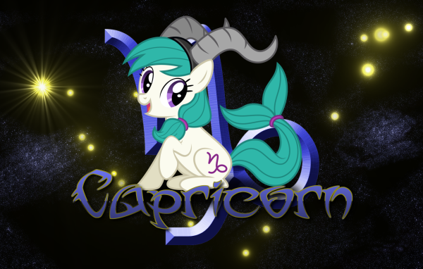 Козерог, детская картинка с чёрным фоном