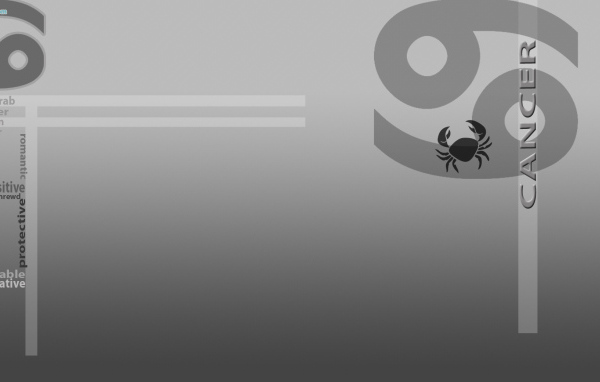 Знак зодиака рак, серый фон 