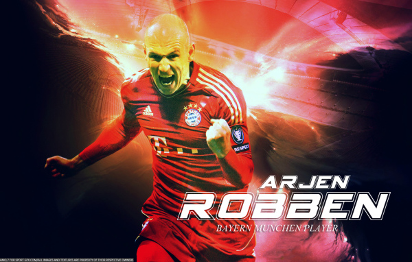 Бавария Арьен Роббен на красном фоне