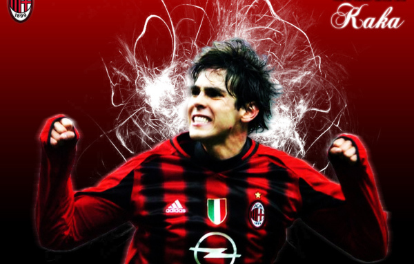 Милан Кака на красном фоне