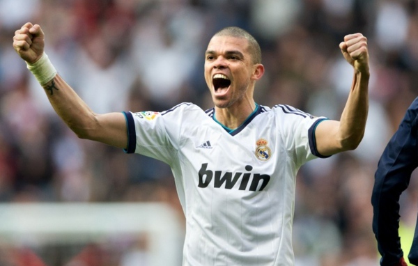 The player of Real Madrid Pepe is happy