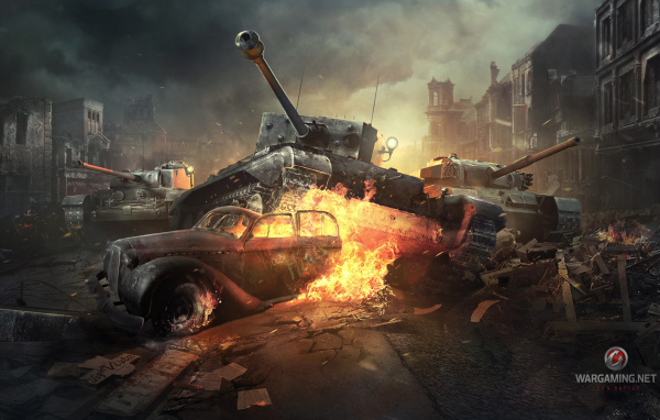 World of Tanks: танк разрушает автомобиль