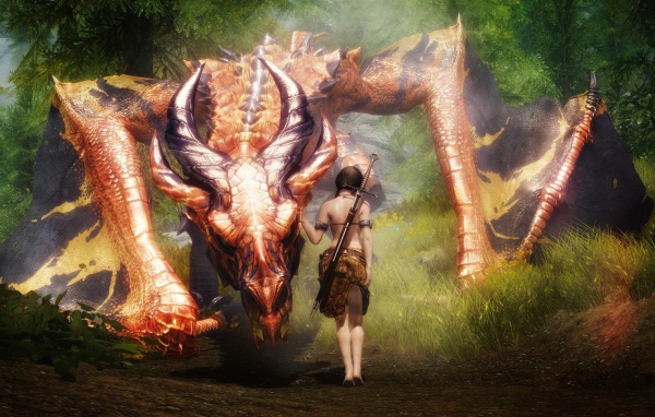 Ручной дракон у девочки с мечом