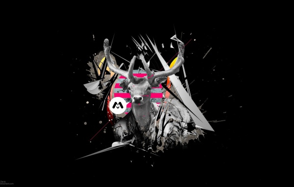 Олень на черном фоне