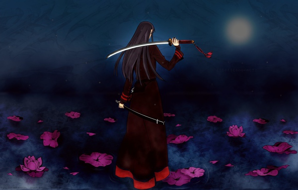 Девушка на воде с мечом