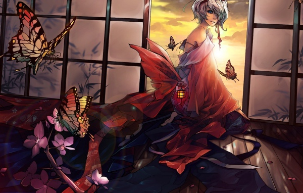 Девушка и бабочки